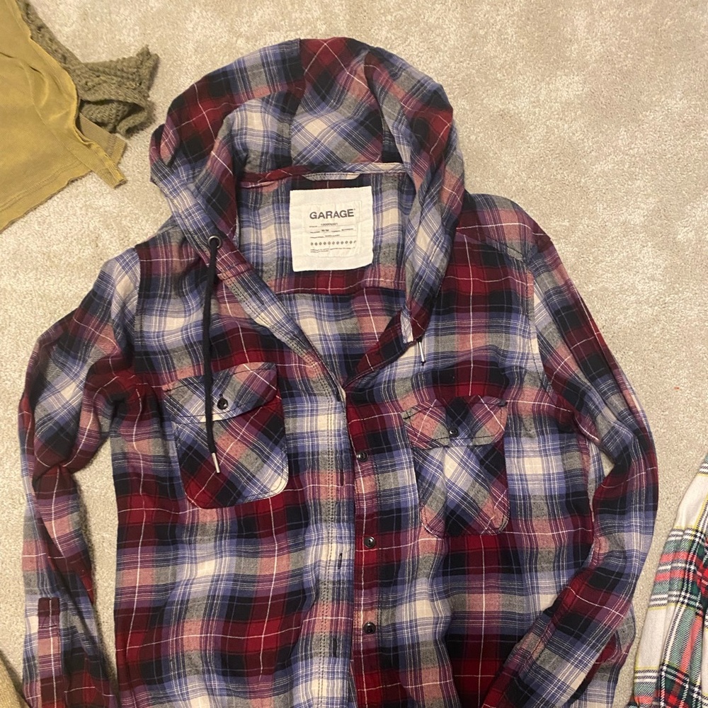 Garage flannel with hood